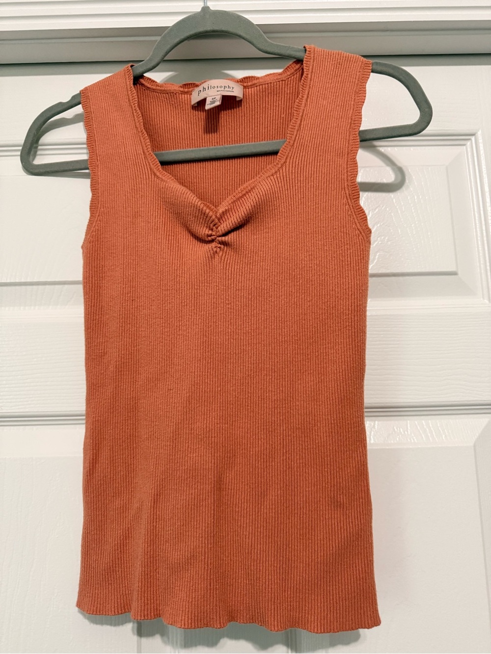 Philosophy Ribbed Knot-Front Tank in Terracotta